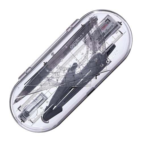 Compass Geometry Tool Protractor and Compass Geometry Set Kit Drawing Compass Math Metal Compass Drafting Tools with Carry Box for Geometry Measuring Drafting School Office Supplies