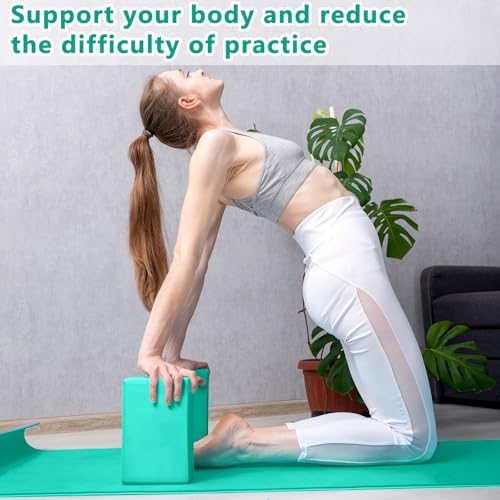 Honoson 20 Pcs Yoga Blocks Bulk 9''x6''x3'' High Density EVA Foam Blocks for Exercise Pilates Meditation, Lightweight Non-slip Surface, Improve Strength Balance Flexibility - color: Teal