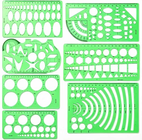 SenseYo 7 Pack Drawings Templates Stencil, Circle Template for Geometric Drawing Stencils, Plastic Clear Circle Stencils Architecture Supplies Drafting Tools for Studying, Designing - size: 7 pcs