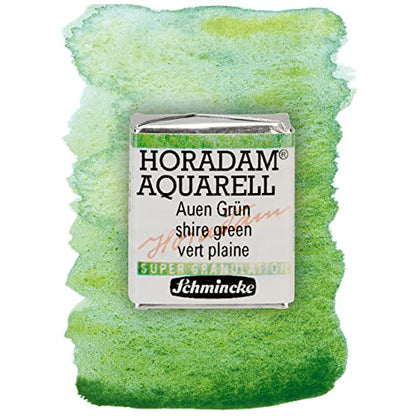 Schmincke - HORADAM® AQUARELL, Super Granulation, 14 933 044 Shire Green, 1/2 Pans, Very Strong granulating Colors, Finest, Super granulating Watercolors - color: 933 shire green