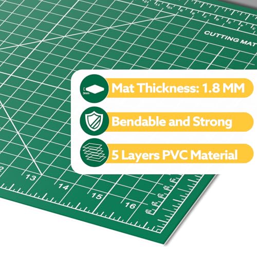 5 Packs Self Healing Cutting Mat Bulk 12"x18" Rotary Cutting Sewing Mats A3 | Cutting Board for Fabric Crafting Sewing Scrapbooking Quilting, Precision Cutting, Double Sided 5-Ply