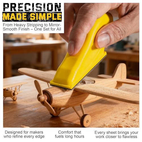 72PCS Premium Sandpaper Set with Ergonomic Hand Sander – Micro Sander & Detail Sander Sanding Sheets, 13 Grit Levels 80–3000, Color-Coded Sandpaper for Wood, Crafts, DIY & Furniture Projects