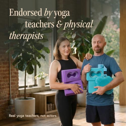 Yoga Blocks Wrist Support; Yoga Blocks 2 Pack with Knee Pads and Strap to Put Less Weight on Wrists; Durable, Versatile Yoga Brick Exercise Block Set, Blocks Yoga - color: Blue