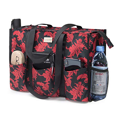 TOPDesign Utility Water Resistant Tote Bag with 13 Pockets, Zipper Closure - color: Baroque, size: Large