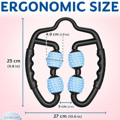 COZLOW Dual Sided Muscle Roller - Cellulite Massager for Arms and Legs - Flexible Massage Tool - Effective Sculpting Massage for Thighs, Butt - color: Blue/Black