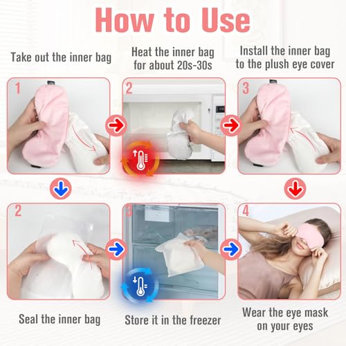 BeHoomi Cooling & Heated Eye Mask, Weighted Eye Mask for Sleeping, Pink - color: Pink