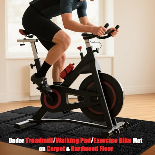 THAILE Treadmill Mat, 79" x 39" x 5mm, Carpet & Hardwood Floor Protector | 5mm Cushioning & Wide Coverage: Reduces vibration under treadmills, walking pads and exercise bikes while protecting floors - size: 79"L x 39"W x 0.2"Th