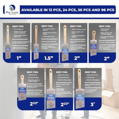 Pro Grade Paint Brushes, 2 Inch Angle Paint Brush, Walls & Trim, 12 Pack | Sash, cut-in & detail work | Furniture, cabinets & doors | Interior & exterior | Latex, oil & stain | Medium stiff bristles - size: 2 inches
