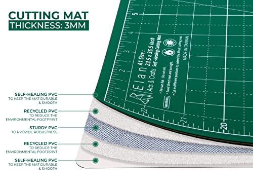 Elan Cutting Mat A2 Green, Self Healing Cutting Mat 18x24 Inch, 5-Ply Craft Board Green, Hobby Board for Crafts 18x24 Inch - style: 24 x 18"