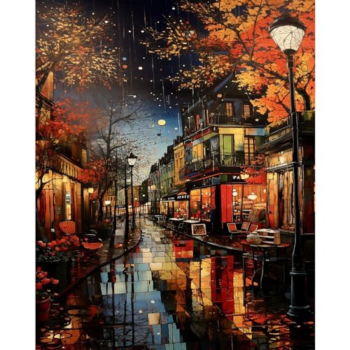 PRASIO Paint by Numbers Kit for Adults Beginner, Landscape Adult Paint by Numbers on Canvas, DIY Acrylic Watercolor Oil Paint by Number for Adults for Home Decor Gift 16x20 Inch - color: XM-OP-ChampsElysees-4050-1