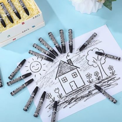 96 Pcs Black Soft Oil Pastels Bulk Artists Black Oil Crayons Single Color Hexagonal Creamy Pastel for Artists Beginners Painting Drawing Relaxing Blending Graffiti Gallery - color: Black