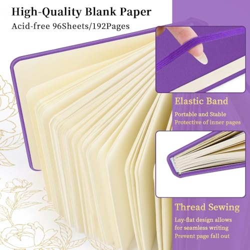 5x5 Pocket Sketch Book,80gsm Hardcover Art Sketchbook for Drawing Journal | PU Cover,Blank Paper,96Sheets/192Pages,Lay-Flat,Portable Travel Creation Paint Diary Memo Planner,Dry Media.Purple - color: PU Cover-5x5in-Purple