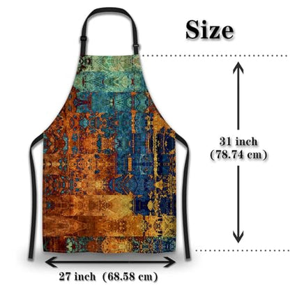 Cook Apron for Women Blue and Golden Grunges Mans Aprons for Cooking Funny for Kitchen Cooking Restaurant BBQ Painting Crafting Gardening 27” (W) x 31” (H), Waterproof Aprons - color: Blue and Golden Grunget