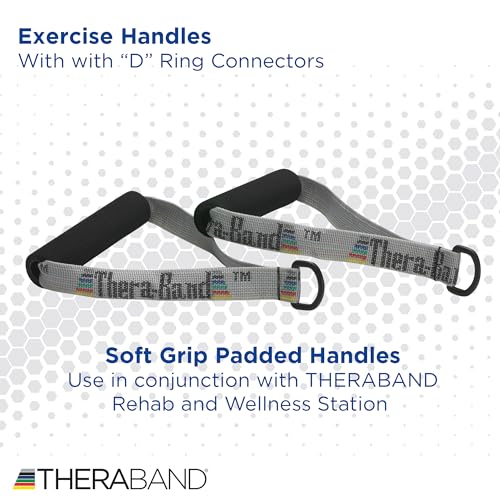 THERABAND Resistance Band Handles, Attachments for Resistance Bands and Tubing, Pair of Foam Grip Pull Handles for Lower and Upper Body Exercises, Pilates, Yoga, Home Workouts Without Weights