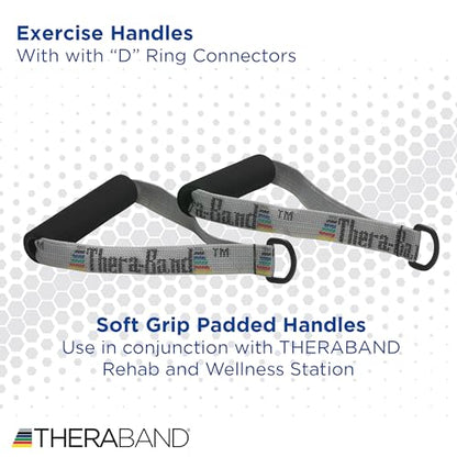 THERABAND Resistance Band Handles, Attachments for Resistance Bands and Tubing, Pair of Foam Grip Pull Handles for Lower and Upper Body Exercises, Pilates, Yoga, Home Workouts Without Weights