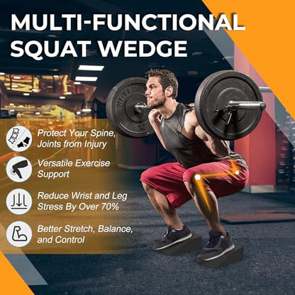 2 Pack Squat Wedge Blocks, Foot and Wrist Yoga Wedges | Soft EVA wedges support heels, feet and wrists for yoga, squats, pushups, balance, stretching, Pilates and home workouts. - color: Black