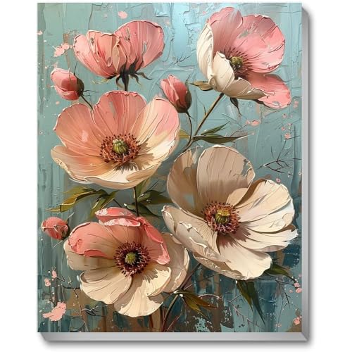 Paint by Numbers Kit for Adults,Flower DIY Paint by Number With Frame | Paint by Number for Beginner,Adult Paint by Number,HD Color Canvas,DIY Tool Kits,Stress Relief Craft,Great Gift,10X12 inch - color: MT6172