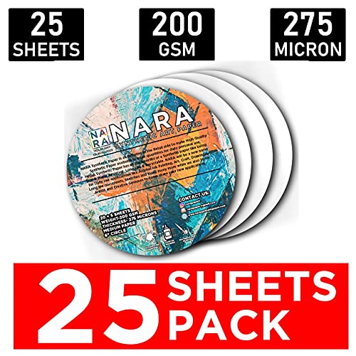 NARA Alcohol Ink Paper | White | 6" Diameter Circle | 275 microns/200 GSM | 10 Sheets | Medium Paper | Paper for Alcohol Ink Art Painting | 100% Stain-Free - color: White_Circle_Paper Sheets_11