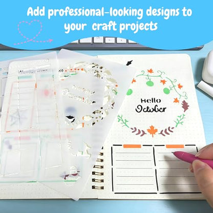 36 PCS Journal Stencils Kit, Reusable Planner Templates for Creative Journaling, Drawing and Organizing, Essential Journal Supplies and Accessories for DIY Planning