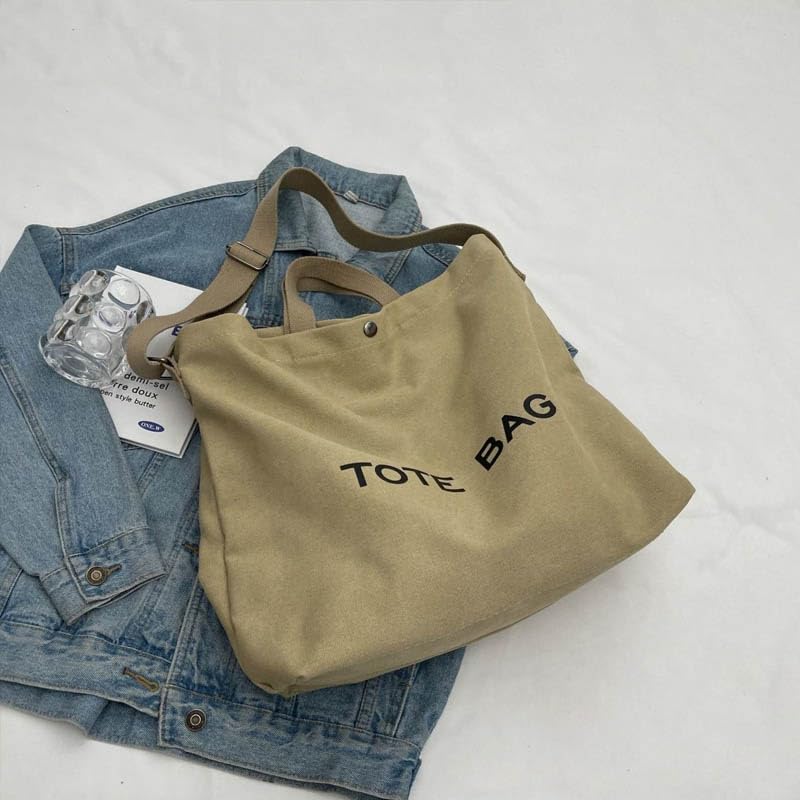 Canvas Retro Tote Bag - Large Capacity Commuter Handbag and Shoulder Bag - color: Gree