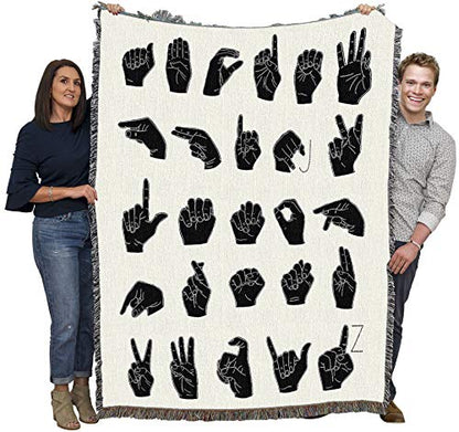 Pure Country Weavers Sign Language Alphabet Blanket by Emma Scarvey - Gift Tapestry Throw Woven from Cotton - Made in The USA (72x54) - color: Sign Language