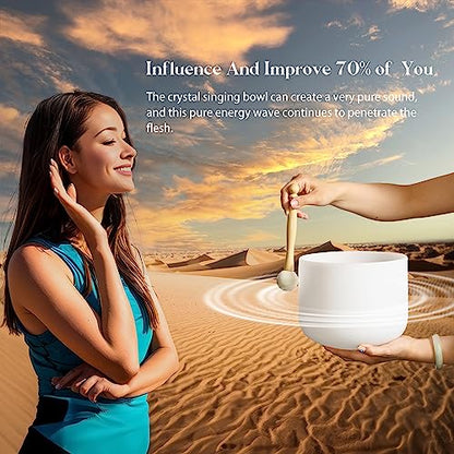 Couple of 2 PCS Crystal Singing Bowl Set, 8"F and 10" C Note - size: 8"F 10"C