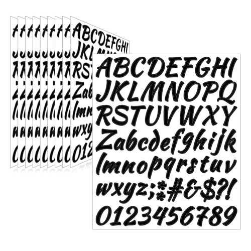 Letter Stickers,Mailbox Numbers,1 Inch Waterproof Vinyl Alphabet | 1 Inch Black,710 Pieces 10 Sheets,Self Adhesive,Window,Scrapbook,Door,Sign,Car,Outdoor Indoor,Fade Resistant - color: Black, size: 1 Inch
