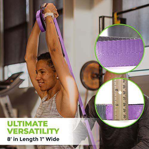 Gradient Fitness Stretching Strap for Physical Therapy, 12 Multi-Loop Stretch Strap 1" W x 8' L, Neoprene Handles, Physical Therapy Equipment, Yoga Straps for Stretching, Leg Stretcher. - color: Purple/Grey
