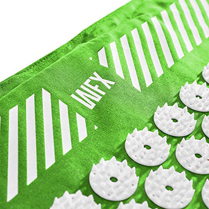 Acupressure Mat and Pillow Set - Relieves Stress, Back, Neck, and Sciatic Pain - Comes with a Vinyl Carry Bag for Storage and Travel - Green