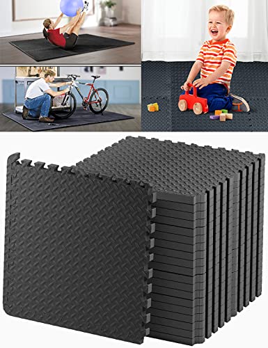 Kangler 20 pcs Gym Mats Set - EVA Foam Puzzle Floor Mats, High-Density Interlocking Foam Floor Tiles Home Workout Exercise Mats for Play-Room Garage Pool Treadmill Garage Kitchen Flooring