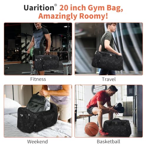 Uarition Gym Bag for Men & Women - 50L Large Travel Duffle Bag Marble Black - color: Marble Black