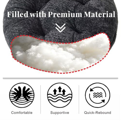 Floor Pillow, Large Meditation Sitting Cushion with Handle | for Tatami, Living Room, Yoga Use for Adults and Kids (1, Round, Black, 22" x 22" x 6") - color: Round, Black