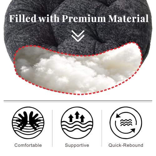 Floor Pillow, Large Meditation Sitting Cushion with Handle | for Tatami, Living Room, Yoga Use for Adults and Kids (1, Round, Black, 22" x 22" x 6") - color: Round, Black