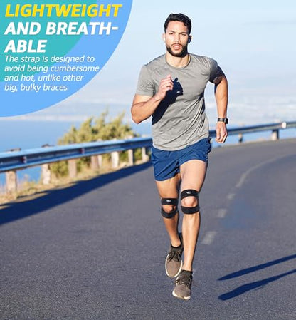 HiRui Dual Patella Knee Straps, Knee Brace Patella Stabilizer for Knee Pain Relief Running Tennis Jumping Arthritis Tendonitis, Joint and Muscles Protection - Adjustable (Black, 2 Pack) - color: Black, 2 Pack