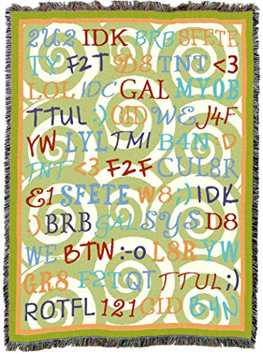 Pure Country Weavers Tween Talk Blanket Tapestry Throw Woven from Cotton - Made in the USA (72x54) - color: Tween Talk