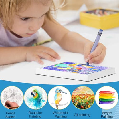 ESRICH Mini Canvases for Painting, 4x4In Canvas in Bulk 100 Pack, 2/5In Profile Small Square Canvas, Blank Canvases are Great for School Projects and Kids Birthday Parties, Home Decor Project. - size: 4x4in-100 Packs