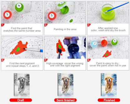 TUMOVO Paint by Numbers for Adults Kids Beginner Golden Retriever Paint by Number Kit Dog Adult Paint by Number Kits On Canvas Acrylic Paint by Numbers for Kids Ages 8-12 DIY Arts Craft, 16"x20" - color: Dog
