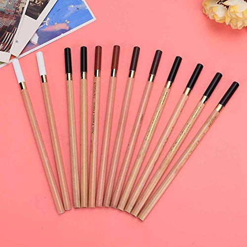 hong 12PCS 4 Colors Sketching Pencils Wooden Charcoal Drawing Pencil Art Supplies with Gift Box for Art Students, Beginners, Professional Painter, White/Sanguine/Sepia/Black Charcoal Pencils