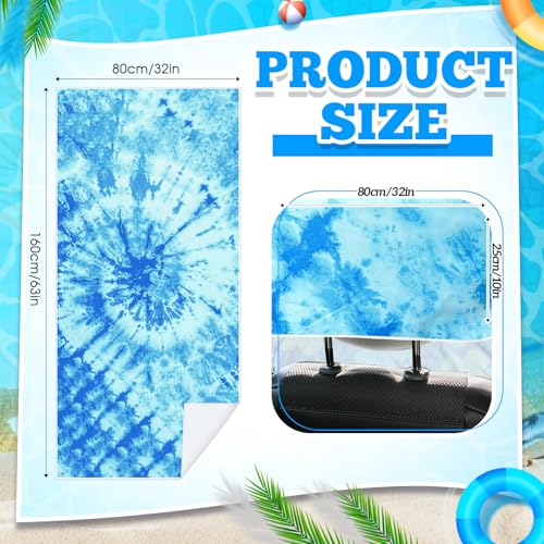 Hahafelt 2 Pack Car Seat Towel Cover with Storage Bag, Blue Tie Dye | 63 x 32 in Car Towel Seat Cover Non Slip Waterproof, Gym Workout Swimming Running, Machine Washable Sweat Absorbent Protector - style: Blue Tie Dye