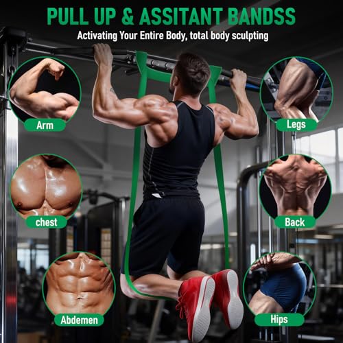 Resistance Bands for Working Out, Pull Up Assistance Bands Set, Exercise Workout Bands for Full-Body Training, Fitness, Physical Therapy, Home Gym for Women & Men (5-85lbs)