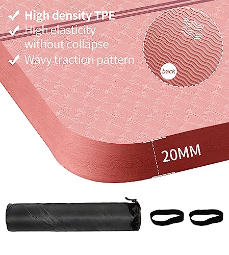 nuveti Large Exercise Mat - 15mm/20mm/30mm Thick Yoga Mat | Workout Mat for Fitness, Yoga, Pilates, Stretching & Floor Exercises for Women & Men with Free Carrying Bag - color: Pink, size: 183X80X20MM
