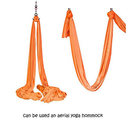 Durable Aerial Silks Starter Kit with 11-Yard Yoga Hammock & Hardware | Aerial Swing for Acrobatic Flying Yoga & All Levels, Aerial Rigging Point up to 14ft, Durable, Safe - color: Orange