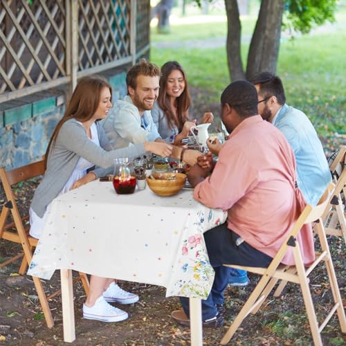 6 Pcs Summer Floral Tablecloth Butterfly Wildflower Plastic Disposable Tablecloth Rectangle Flower Table Cover for Summer Picnic Dining Birthday Tea Party Decorations (60 x 84 Inch) - size: 60 x 84 Inch
