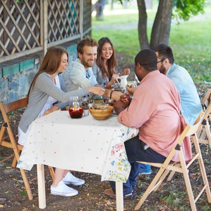 6 Pcs Summer Floral Tablecloth Butterfly Wildflower Plastic Disposable Tablecloth Rectangle Flower Table Cover for Summer Picnic Dining Birthday Tea Party Decorations (60 x 84 Inch) - size: 60 x 84 Inch