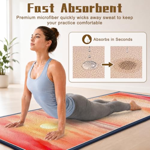 Yoga Mat Towel, Hot Yoga Towel High-Definition Pattern, Machine Washable with Ultra-Absorbent Yoga Towels for Hot Yoga Non Slip for Fitness, Exercise, Pilates, 72 x 27 in, Sunset - color: Sunset