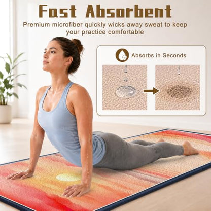 Yoga Mat Towel, Hot Yoga Towel High-Definition Pattern, Machine Washable with Ultra-Absorbent Yoga Towels for Hot Yoga Non Slip for Fitness, Exercise, Pilates, 72 x 27 in, Sunset - color: Sunset