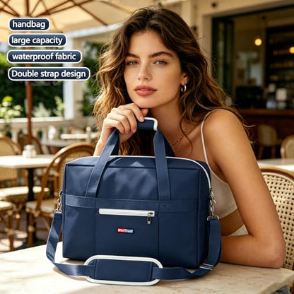 Gym Bag for Women Men, Water-Resistant Duffle Bag for Travel Sports, Lightweight Carry On Bag with Handles and Detachable Shoulder Strap (Blue) - color: Blue