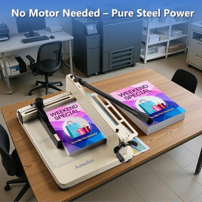 12" Heavy Duty Guillotine Paper Cutter - 400 Sheet Precision Cutting, Safety Lock Blade & Rapid Stack Processing for Office/School, Solid Steel Construction - size: 12"-Heavy Duty Paper Cutter