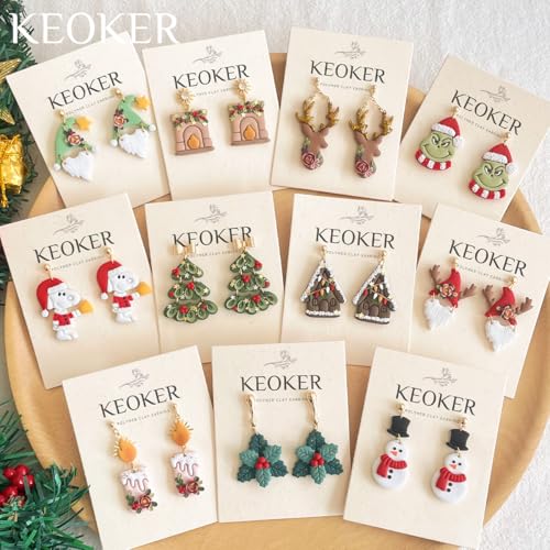 Keoker Christmas Clay Cutters, 16 Shapes Polymer Christmas Clay Cutters for Earrings - color: Whitecolor B