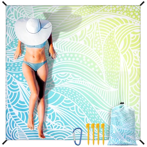 Beach Blanket Waterproof Sandproof Quick Drying Beach Mat Extra Large - size: 79" X 110"